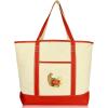 imageAutumn Cornucopia Womens Embroidered Tote Bag Natural CanvasRed