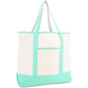 image22quot Open Top Heavy Duty Deluxe Tote Bag with Outer PocketMint Green