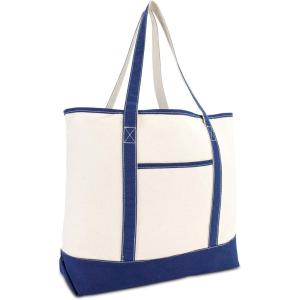 image22quot Open Top Heavy Duty Deluxe Tote Bag with Outer PocketNavy Blue