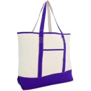 image22quot Open Top Heavy Duty Deluxe Tote Bag with Outer PocketPurple