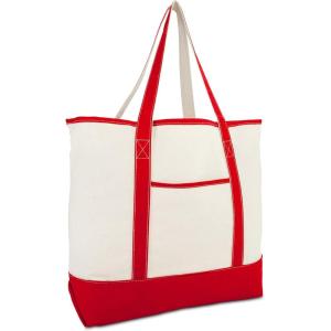 image22quot Open Top Heavy Duty Deluxe Tote Bag with Outer PocketRed