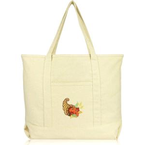 imageAutumn Cornucopia Womens Embroidered Tote Bag Natural CanvasNatural