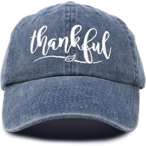 imageDALIX Thankful Hat Womens Baseball Cap WashedNavy Blue