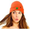 imageDALIX Embroidered Clover Beanie Cap Cuffed Knit Hat Men WomenNeon Orange