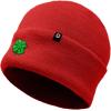 imageDALIX Embroidered Clover Beanie Cap Cuffed Knit Hat Men WomenRed