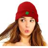 imageDALIX Embroidered Clover Beanie Cap Cuffed Knit Hat Men WomenRed