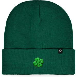 imageDALIX Embroidered Clover Beanie Cap Cuffed Knit Hat Men WomenGreen