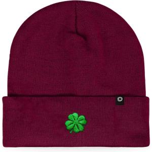 imageDALIX Embroidered Clover Beanie Cap Cuffed Knit Hat Men WomenMaroon