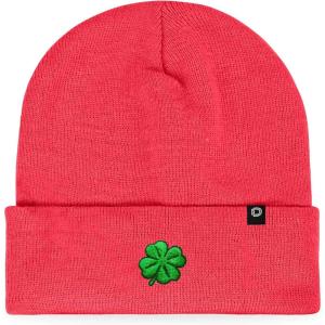 imageDALIX Embroidered Clover Beanie Cap Cuffed Knit Hat Men WomenNeon Pink