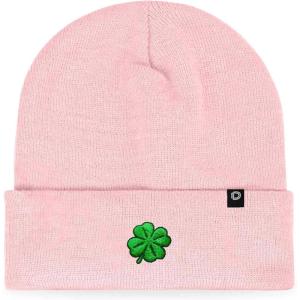 imageDALIX Embroidered Clover Beanie Cap Cuffed Knit Hat Men WomenPink
