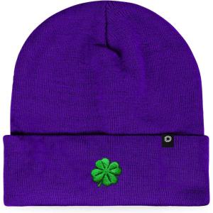 imageDALIX Embroidered Clover Beanie Cap Cuffed Knit Hat Men WomenPurple