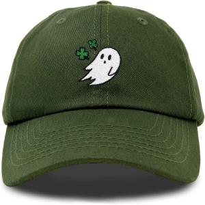 imageDALIX Embroidered Cloverly Ghost St Patricks Dad Saint Pattys Cap Hat WomenOlive