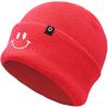imageDALIX Embroidered Smile Face Beanie Skull CapNeon Pink