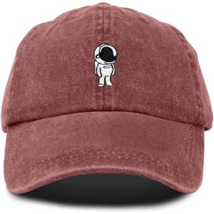 imageDALIX Astronaut Hat Galaxy Spaceman Baseball Caps for Men WomenWashed Red