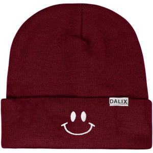 imageDALIX Embroidered Smile Face Beanie Skull CapMaroon