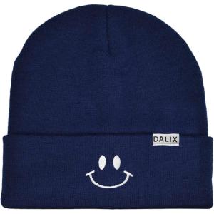 imageDALIX Embroidered Smile Face Beanie Skull CapNavy Blue