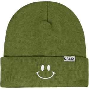 imageDALIX Embroidered Smile Face Beanie Skull CapOlive