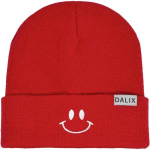 imageDALIX Embroidered Smile Face Beanie Skull CapRed