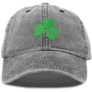 imageDALIX St Patricks Day Shamrock Hat Womens Embroidered Baseball CapWashed Black