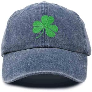 imageDALIX St Patricks Day Shamrock Hat Womens Embroidered Baseball CapWashed Navy Blue