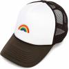 imageDALIX Embroidered Rainbow Trucker Cap Hat Men WomenBrown White