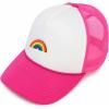 imageDALIX Embroidered Rainbow Trucker Cap Hat Men WomenHot Pink White