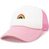 imageDALIX Embroidered Rainbow Trucker Cap Hat Men WomenLight Pink White