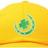 imageSt Patricks Lucky Horseshoe Hat Men Womens Embroidered Baseball CapGold