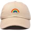 imageDALIX Rainbow Baseball Cap Womens Hats Cute Hat Soft Cotton CapsKhaki