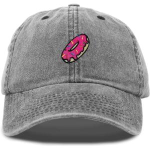 imageDALIX Donut Embroidered Mens Cotton Dad Hat Baseball CapWashed Black