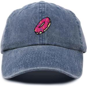 imageDALIX Donut Embroidered Mens Cotton Dad Hat Baseball CapWashed Navy Blue
