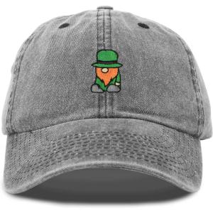 imageDALIX Embroidered Lucky Gnome St Patricks Dad Saint Pattys Cap Hat WomenWashed Black