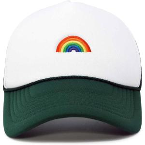 imageDALIX Embroidered Rainbow Trucker Cap Hat Men WomenDark Green White