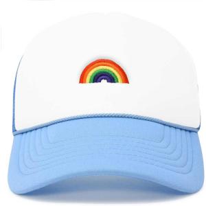 imageDALIX Embroidered Rainbow Trucker Cap Hat Men WomenLight Blue White