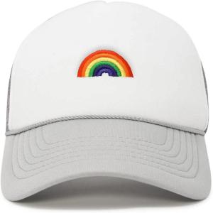 imageDALIX Embroidered Rainbow Trucker Cap Hat Men WomenLight Gray White