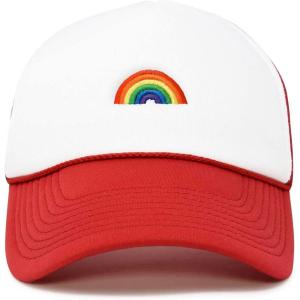 imageDALIX Embroidered Rainbow Trucker Cap Hat Men WomenRed White