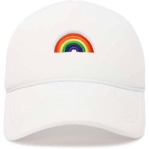 imageDALIX Embroidered Rainbow Trucker Cap Hat Men WomenWhite