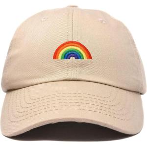 imageDALIX Rainbow Baseball Cap Womens Hats Cute Hat Soft Cotton CapsKhaki