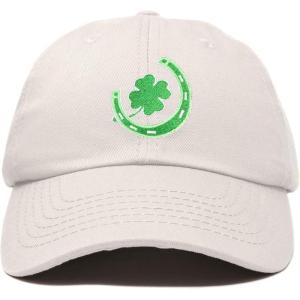 imageSt Patricks Lucky Horseshoe Hat Men Womens Embroidered Baseball CapBeige