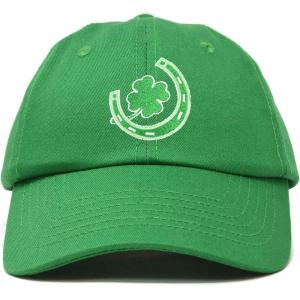 imageSt Patricks Lucky Horseshoe Hat Men Womens Embroidered Baseball CapKelly Green