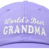 imageDALIX Worlds Best Grandma Hat Gift Embroidered Cotton CapLavender