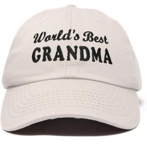 imageDALIX Worlds Best Grandma Hat Gift Embroidered Cotton CapBeige