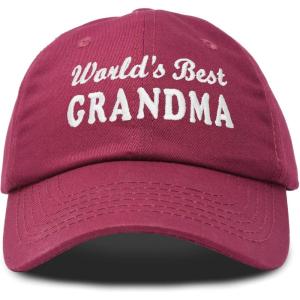 imageDALIX Worlds Best Grandma Hat Gift Embroidered Cotton CapMaroon