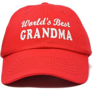 imageDALIX Worlds Best Grandma Hat Gift Embroidered Cotton CapRed