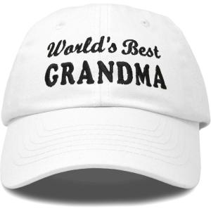 imageDALIX Worlds Best Grandma Hat Gift Embroidered Cotton CapWhite