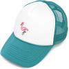 imageDALIX Embroidered Flamingo Trucker Cap Hat WomenTeal White