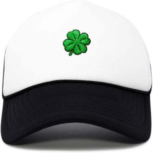 imageDALIX Embroidered Clover Trucker Cap Hat MenBlack White