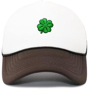 imageDALIX Embroidered Clover Trucker Cap Hat MenBrown White