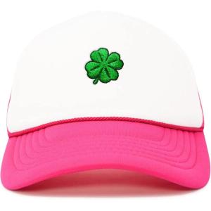 imageDALIX Embroidered Clover Trucker Cap Hat MenHot Pink White