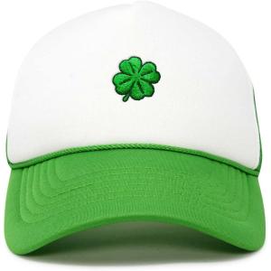 imageDALIX Embroidered Clover Trucker Cap Hat MenKelly White